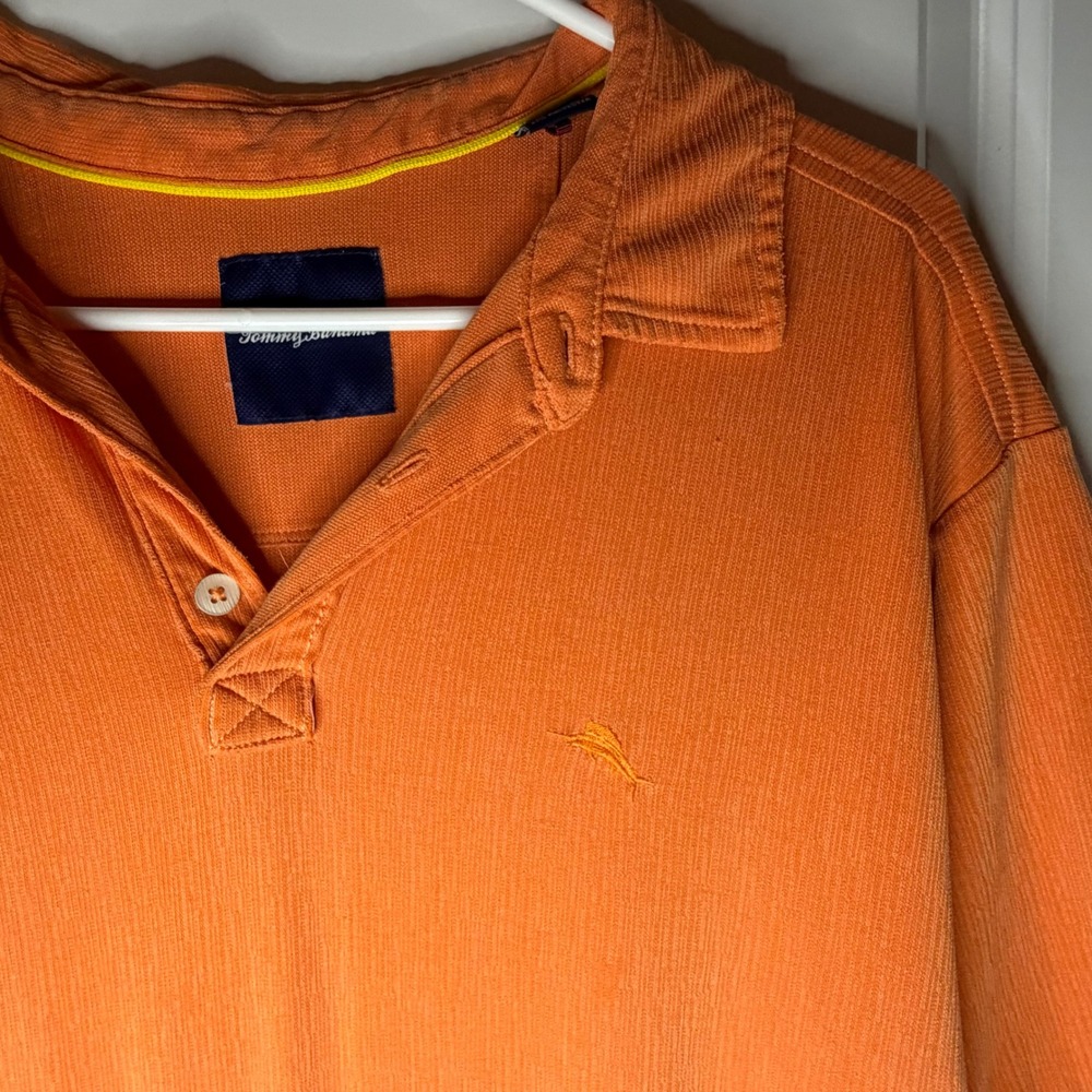 Tommy Bahama Embroidered Marlin Orange Short Sleeve Pique‎ Polo Shirt Mens XL